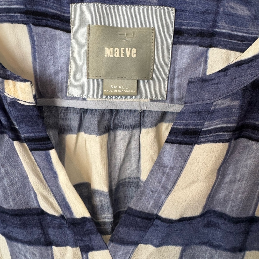Maeve Navy and White Plaid Tie-Waist Dress - Picture 2 of 5
